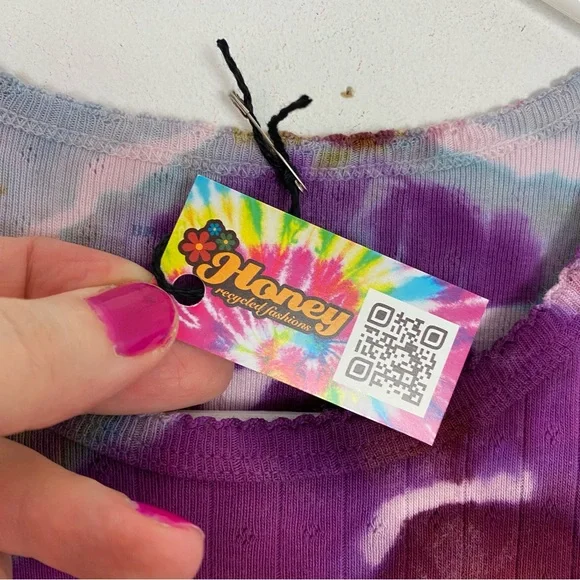 Handmade Geode Tie Dye Tee Womens Size Small Baby Tshirt Colorful Upcycled Multi - Picture 7 of 10